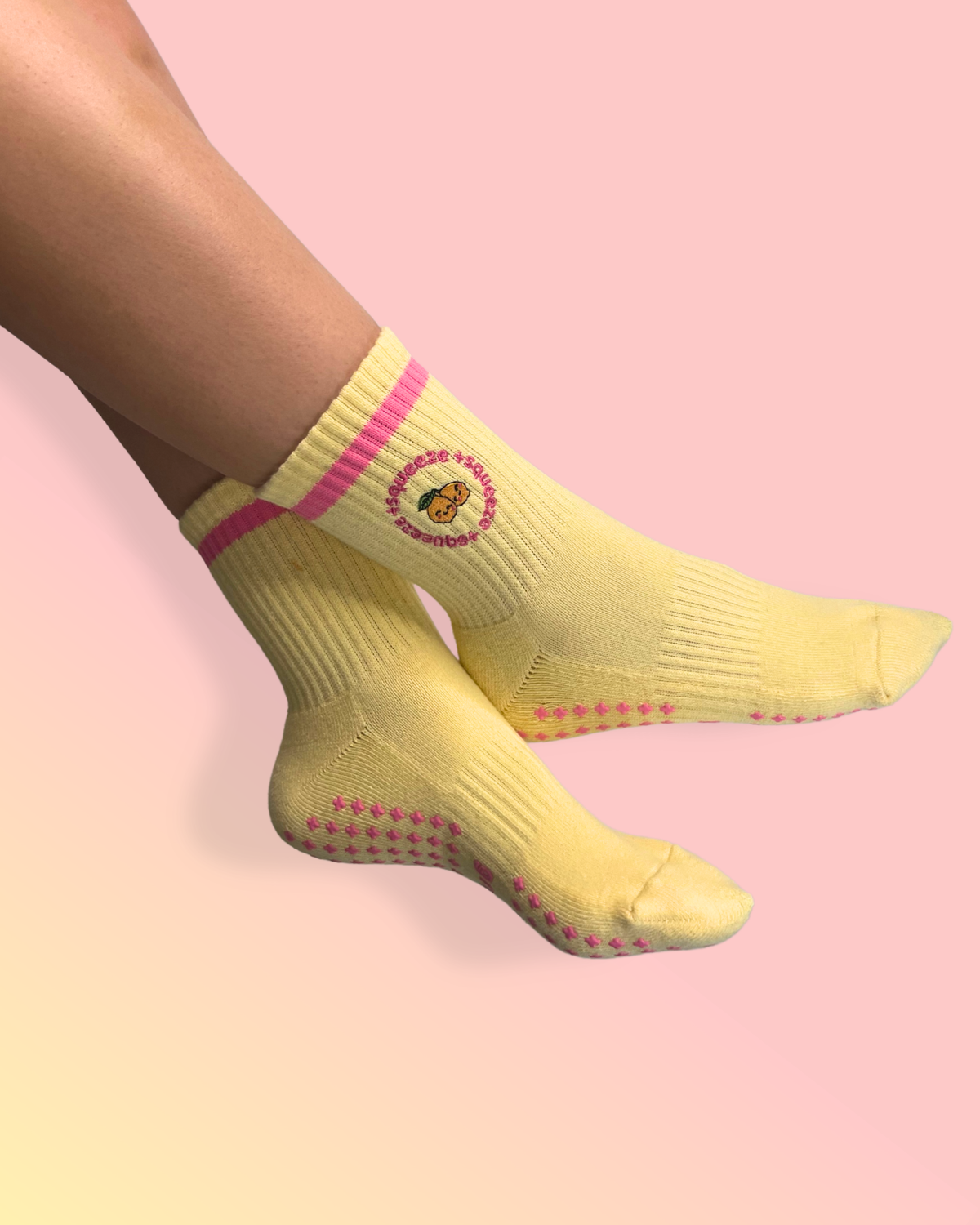 Pink Lemonade grip socks